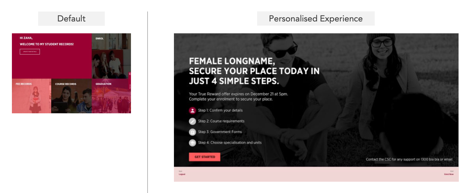 Email-to-landing personalisation flow — source-aware content matching across the channel handoff
